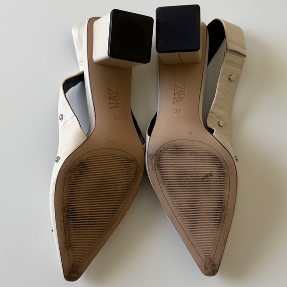 Zara Cream Studded slick back  Women's heels - Picture 3 of 9